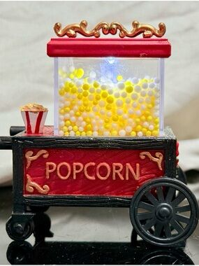 2008 Holiday Time Animated Popcorn Stand Lights Up Swirling Kernels